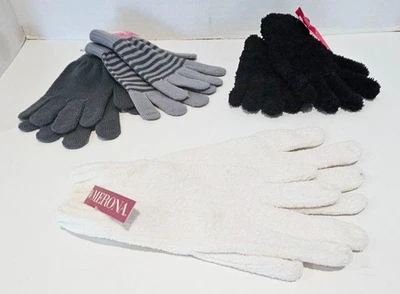 Guantes de punto para mujer 4 pares ~ blancos, negros, grises ~ talla única ~ vintage ~ nuevos con etiquetas Foto 1 de 4