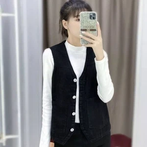 ✨Women's Waistcoat Blue Short Denim Vest New Ladies Denim Sleeveless Vest Jacket - Picture 1 of 28