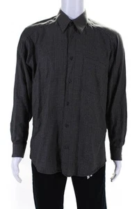 Jhane Barnes Herren Vintage Langarm Karo Knopfleiste Hemd Schwarz Braun Medium - Bild 1 von 6