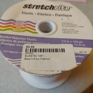 Stretchrite Braided Polyester Elastic 1/4" X 144 yd - White - Picture 1 of 3