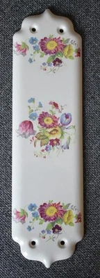 HERMOSO MOTIVO FLORAL MULTICOLOR VINTAGE EN PLACA DE PUERTA FLORAL CREMA Foto 1 de 4