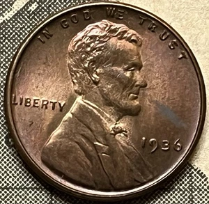 1936- P lincoln wheat cent UNC 2 - Picture 1 of 2