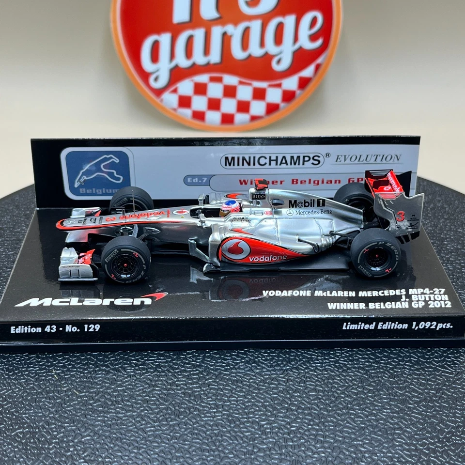 MINICHAMPS 1/43 McLaren MP4-27 Jenson Button #3 Winner Belgian GP 2012 - Image 1 of 4