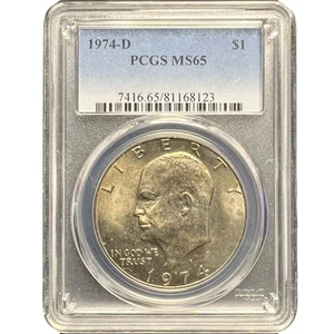 1974-D Eisenhower Ike Dollar MS65 PCGS *Textile Error* - Picture 1 of 3