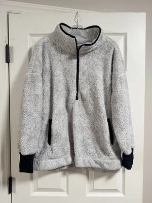 LuLaRoe Jacket Womens Large Nancy Half Zip Pullover Fuzzy Boxy Teddy Coat - Image 1 of 4