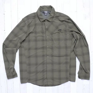 Camisa de sol Outdoor Research Astroman para hombre grande verde a cuadros senderismo UPF - Imagen 1 de 8