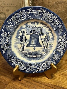 Avon Liberty Bell Bicentennial Plate 1976 Blue And White Wedgwood China Vintage - Picture 1 of 5