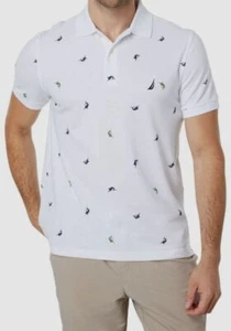 $70 Nautica Men's White Critter-Print Classic-Fit Deck Polo Shirt Size X-Large - Picture 1 of 1