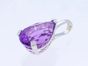 Colgante clip marca excelente precio amatista brillantes oro 585 Alemania alrededor de 1980 - Imagen 1 de 6