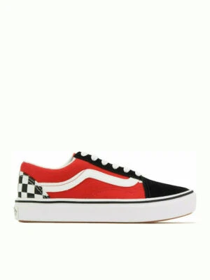 Vans Old Skool Comfycush Checkerboard Jóvenes Niños Skate Lona Tenis Negro/Rojo Foto 1 de 4