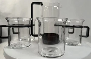 80’s Bodum Bistro Clear Glass Coffee Mugs and Pitcher as Used by Picard - Picture 1 of 17