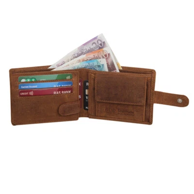 Man Wallets Genuine Distressed Leather RFID Blocking Card Holder Wallet Purse - Image 1 of 4