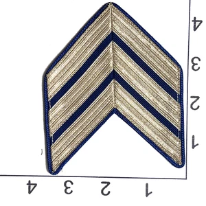 Sergeant Patch Embroidered Sew Stripes Military Rank Insignia Blue White Shiny - Picture 1 of 1