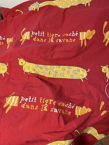Catimini Lion/Giraffe/Tiger Yellow French Duvet Cover + Fitted Sheet Twin Whimsy - Picture 1 of 6