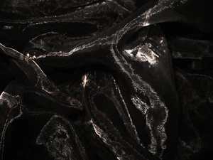 A15 (Sell Per Yard) Black Crystal Mirror Organza Darpping Sheer Fabric Material - Picture 1 of 2