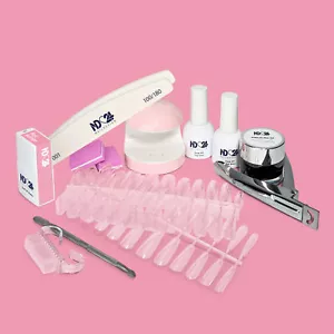 Press On Tip Starter Set Nail Glue Gel Soak Off Pink Click Solid Fake Ballerina - Bild 1 von 9
