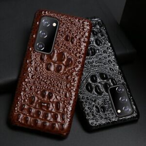 Genuine Leather Case For Samsung S22 Ultra S23 A54 Crocodile Skull Grain Cover