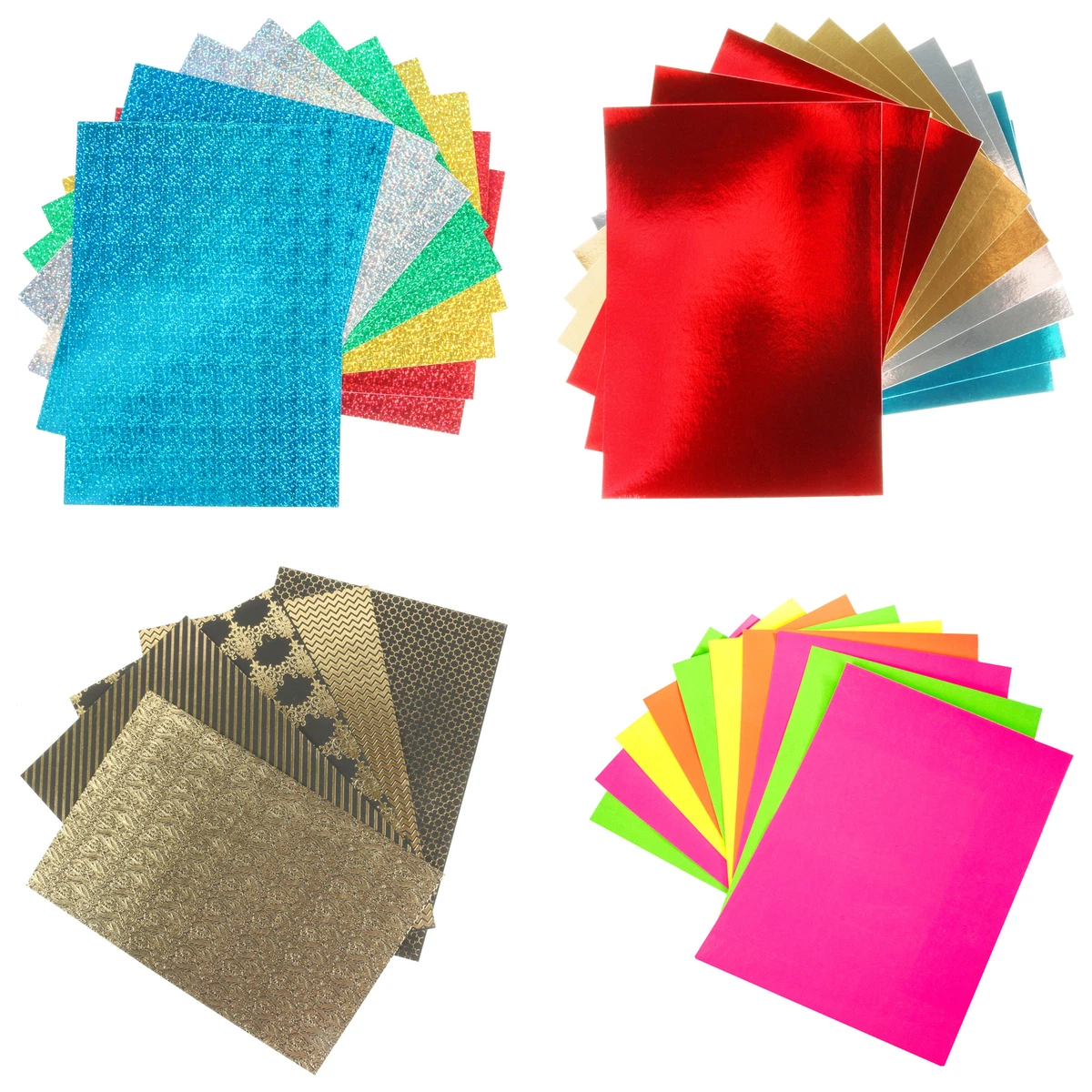 Colorbok Metallic Foil Cardstock Paper 6x6 - 15 Sheets In 5 Shiny Colors For Crafts