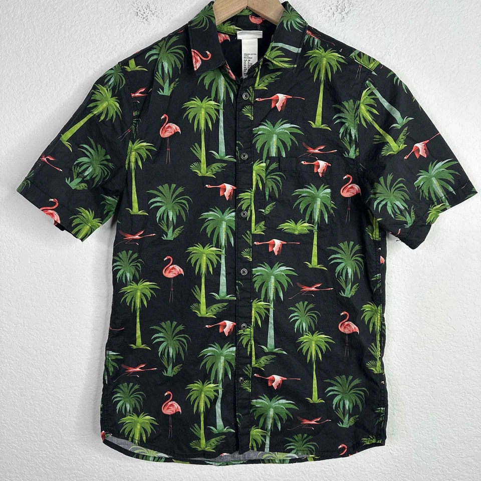 Dieter Braun X HM Shirt Boys Size 16 Short Sleeve Flamingo Tropical Hawaiian - Image 1 of 4