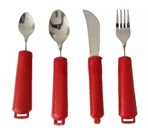 Easy Grip Four Piece Cutlery Set - Red - For Low Stength/Poor Grip/Arthritis - Picture 1 of 8