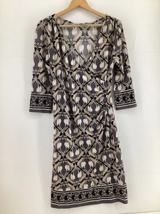 Wallis Womens Dress Size 10 Brown Black Floral Botanical Geometric Stretch - Picture 1 of 7