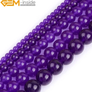 Purple Jade Gemstone Round Loose Spacer Beads For Jewellery Making Strand 15" UK - Picture 1 of 39