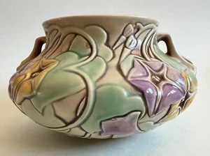 1935 Roseville Pottery 268-4 Morning Glory Floral Round 2 Handled Bowl - Picture 1 of 7
