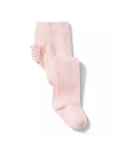 Janie and Jack Baby Girls 0-3 Months Ruffle Bottom Tights in Petal Pink - Picture 1 of 4