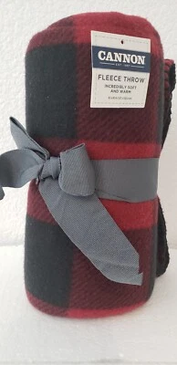 CANNON Throw Blanket Red Buffalo Check Multicolor Soft Warm 50"x60" NEW - Image 1 of 4