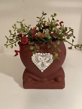Valentine VTG Button Bokay/Heart Planter-Rustic Country Cottage Chic  Home Decor