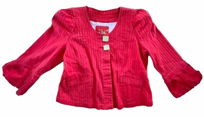 Love A Little Red Cropped Jacket Puff Shoulders & Cuffs Gold Button Accent Y2k - Imagem 1 de 4