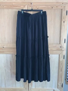 Women’s Zenana Black Tiered Modest Boho Peasant Skirt Sz 2X NWT - Picture 1 of 3