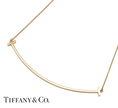 Tiffany & Co. T Smile Large Pendant K18 Rose Gold Necklace 46cm 18'' Box - image 1 of 4