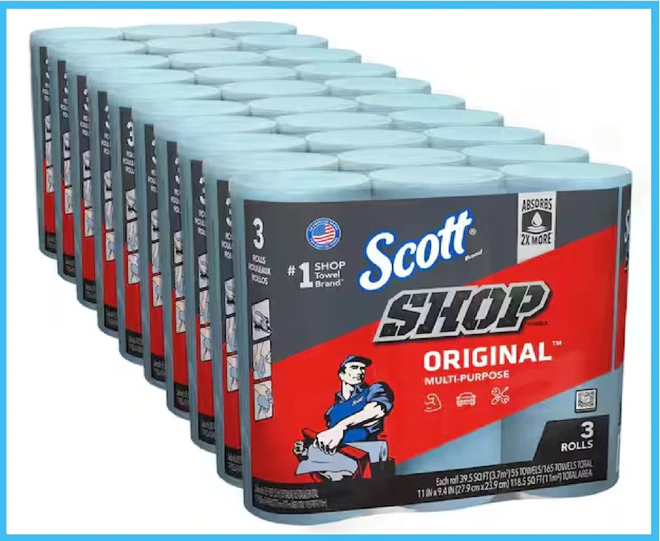 Scott Shop 毛巾原装蓝色商店毛巾 10 件装 - 3 包 10 (30 卷) — 第 1/4 张图片