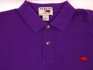 Perlis Polo Shirt Large Purple Crawfish Pique Louisiana Mardi Gras New Orleans L - Picture 1 of 5