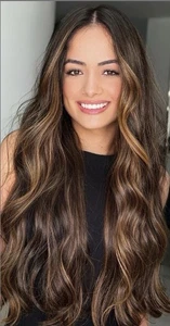 Extensiones de cabello con clip 5 piezas 20 pulgadas negras con reflejos de caramelo Navidad - Imagen 1 de 4