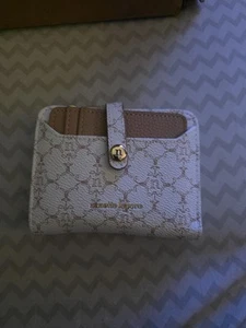 Nanette Lepore Tan Bifold Wallet Logo Faux Leather 4 x 4.75 Inches - Picture 1 of 4