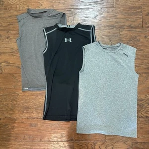 Under Armour Reebok Starter Boys Medium (3pc Lot) Fitted Sleeveless Shirts, B#9 - Picture 1 of 5