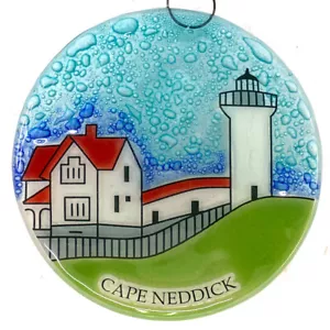 Decorazione albero di Natale faro Cape Neddick Nubble - cattura luci vetro artistico - Foto 1 di 5