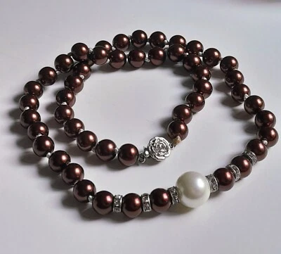 COLLANA PERLE TAHITI CIOCCOLATO 8,5MM PERLA SOUTH SEA BIANCA 12MM E ROSA ARGENTO - Immagine 1 di 4