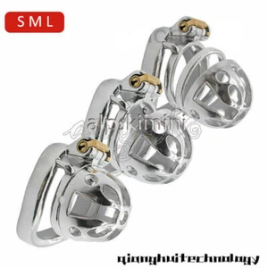 Jaula de castidad masculina de acero inoxidable pequeño dispositivo de metal silicona uretra - Imagen 1 de 25