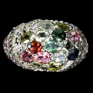 925 Sterling Silver Ring Oval Tourmaline Sapphire Natural Gemstone Jewelry Sz 8 - Picture 1 of 13