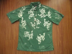 Sig Zane Shirt Mens Size Medium Green White Button Down Hawaiian Dragon Chinese - Picture 1 of 15