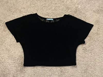 Camisa Maurices Mujer Talla Pequeña Negra Crochet Espalda Manga Dolman Prenda para el torso Informal Foto 1 de 4