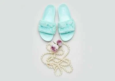 Zapatos sandalia Puma x Rihanna Fenty piel tobogán Wns Bay verde para mujer 365772-01 Foto 1 de 4