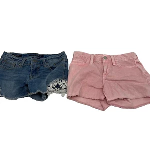 Lot Of 2 Old Navy Girls Stretch Casual Pink Denim Shorts Size 10 24X10 - Picture 1 of 11