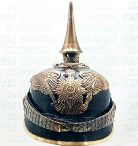 Imperial Militaria German Leather Pickelhaube Helmet with Brass Antique Fittings - Picture 1 of 6