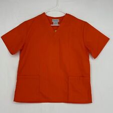 Natural Uniforms Adult XS Scrub Top Neon Orange V-Neck Front Pockets Short Slv