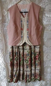 Sharon Young Cottage Core Country Blumen Rock bestickt Weste, Gr. M SCHÖN! - Bild 1 von 17