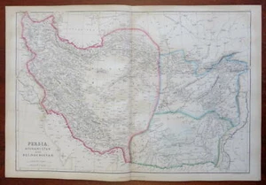 Persia Iran Afghanistan Baluchistan 1860 Weller & Bartholomew large color map - Picture 1 of 4